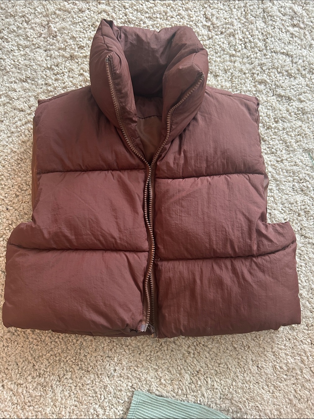Brown Cropped Puffer Vest